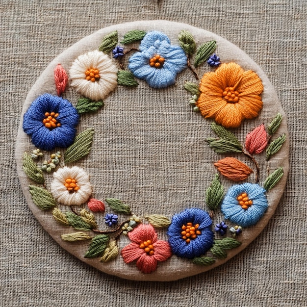 embroidered hoop with floral pattern